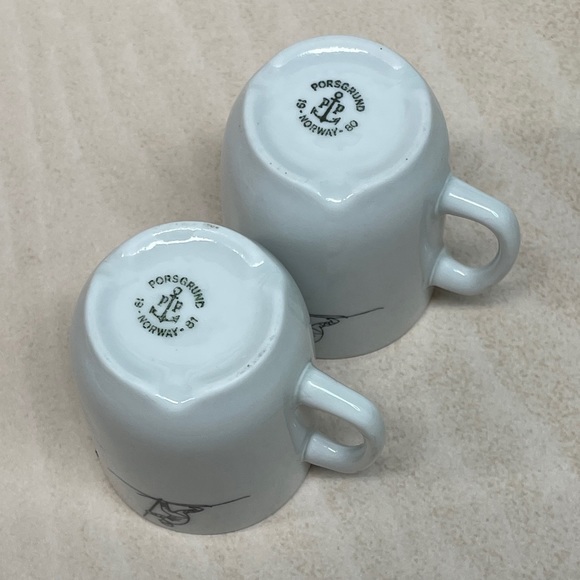 Porsgrund Norway Demitasse Cups & Saucers Porcelain RARE Set of Two - Picture 6 of 10
